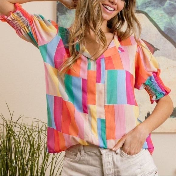 BiBi Multicolor Striped Blouse - Picture 5 of 11